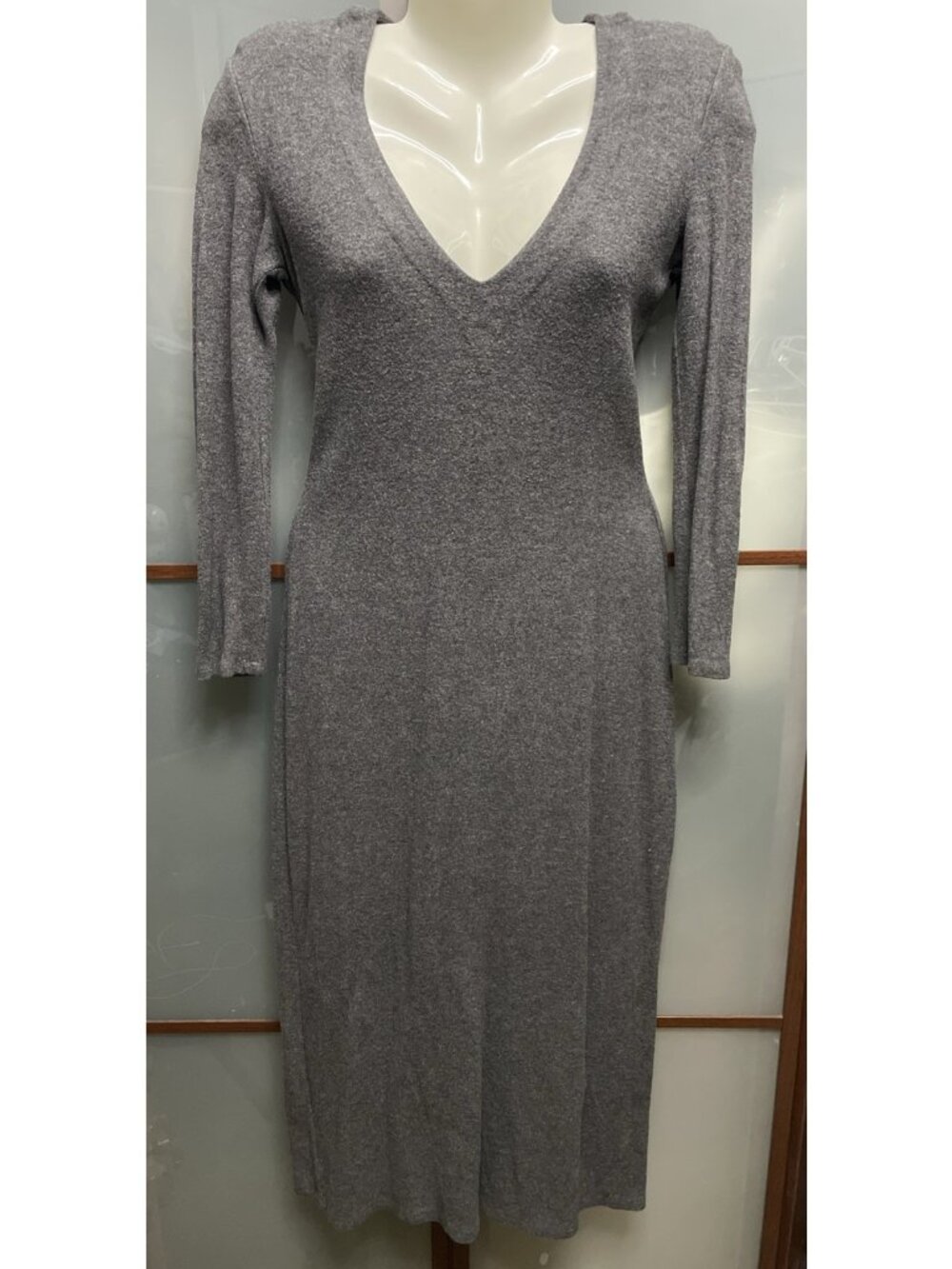 Armani Exchange Vintage 90s Small Maxi Long Sleeve V-Neck Stretch Bodycon Dress